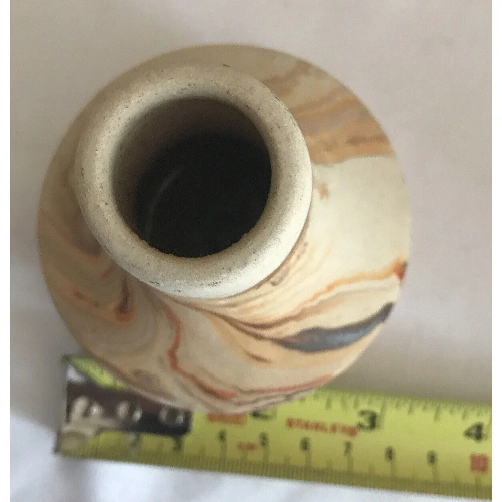 Nemadji Pottery‎ Art Pottery Bud Vase multi swirl signed